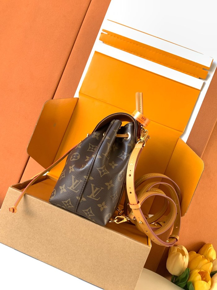 NIGO Louis Vuitton Montsouris Mini Women's Brown Letter Print Canvas and Leather Backpack Bag Bags #nigo77525