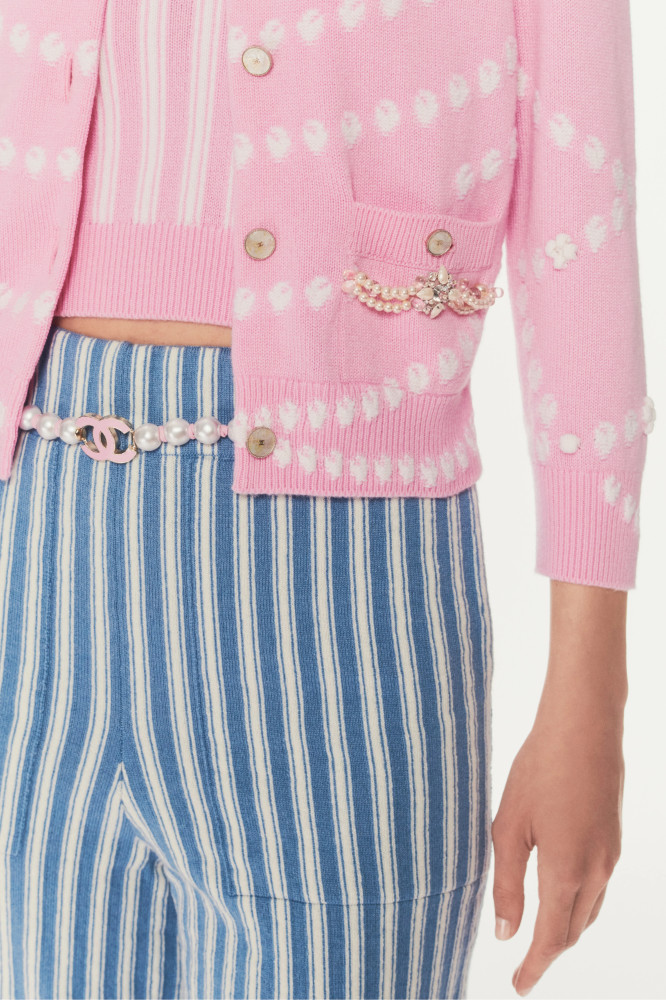 NIGO Chanel Women's Pearl Chain Embroidery Spring, Autumn And Winter Solid Color Long-Sleeved Round Neck Cashmere Cardigan Ngvp #nigo1844