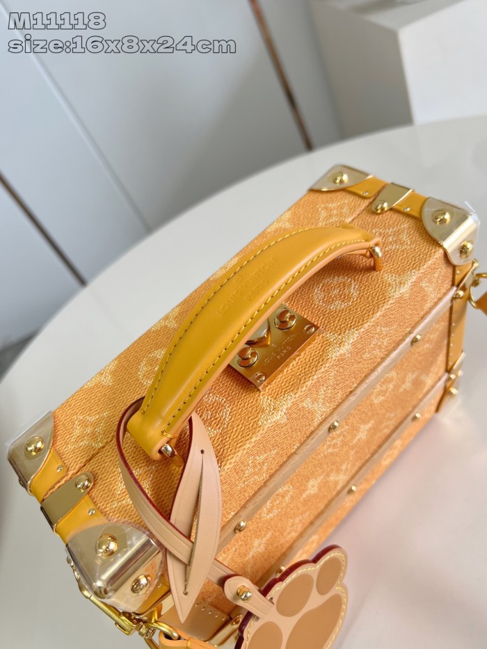 NIGO Louis Vuitton Handle Trunk Women's Solid Color Detachable Adjustable Shoulder Strap Buckle Closure Coated Canvas Box Bag Single Shoulder Crossbody Handbag Bags #nigo77522