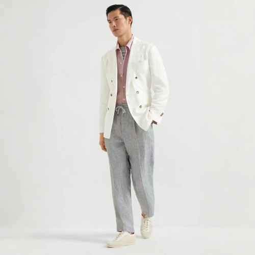 NIGO Brunello Cucinelli Men's Spring And Summer Tie Gray Linen Pants Fashion Trend Casual Comfortable Suit Pants Ngvp #nigo1755