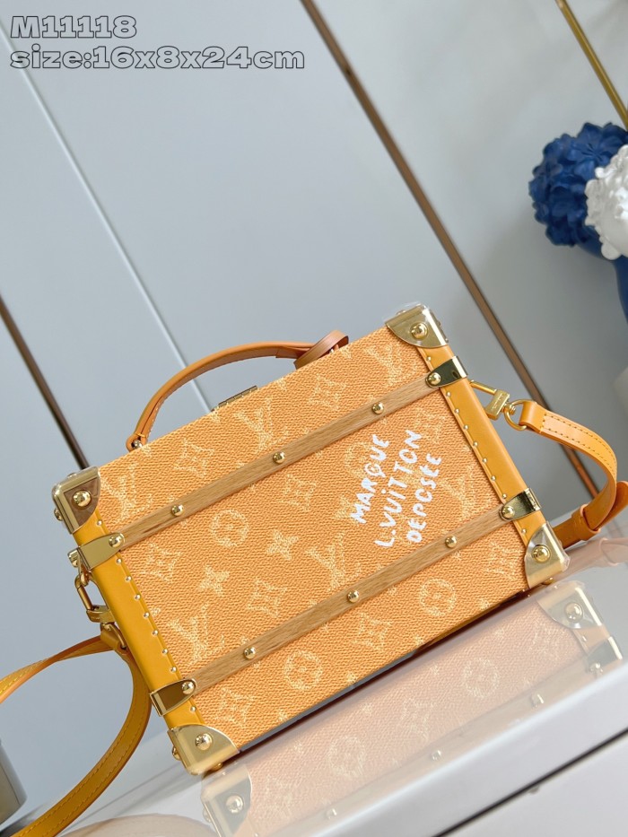 NIGO Louis Vuitton Handle Trunk Women's Solid Color Detachable Adjustable Shoulder Strap Buckle Closure Coated Canvas Box Bag Single Shoulder Crossbody Handbag Bags #nigo77522