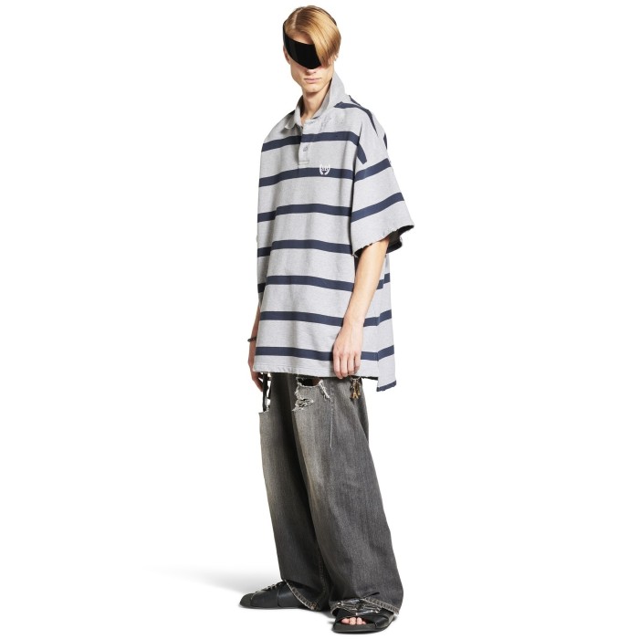 NIGO Balenciaga Laurel Classic Men's Summer Striped Oversized Polo Shirt Short-Sleeve T-Shirt #nigo77517