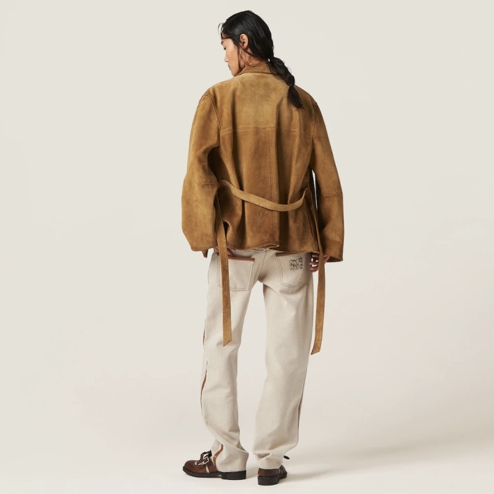 NIGO MiuMiu Women's Spring/Autumn Solid Color Embroidered Letter Print Denim Pants #nigo77543
