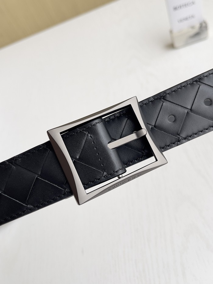 NIGO Bottega Veneta Intrecciato Men's Solid Color Buckle Design Braided Cowhide Leather Belt #nigo77537