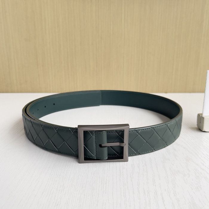 NIGO Bottega Veneta Intrecciato Men's Solid Color Buckle Design Braided Cowhide Leather Belt #nigo77537