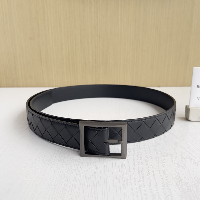 NIGO Bottega Veneta Intrecciato Men's Solid Color Buckle Design Braided Cowhide Leather Belt #nigo77537