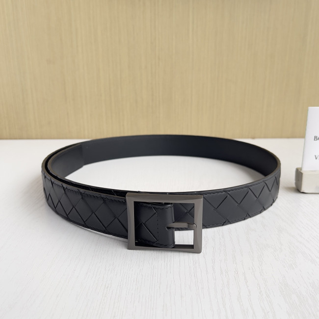 NIGO Bottega Veneta Intrecciato Men's Solid Color Buckle Design Braided Cowhide Leather Belt #nigo77537