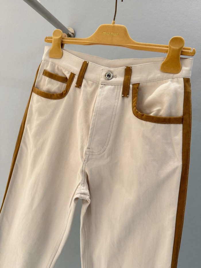 NIGO MiuMiu Women's Spring/Autumn Solid Color Embroidered Letter Print Denim Pants #nigo77543