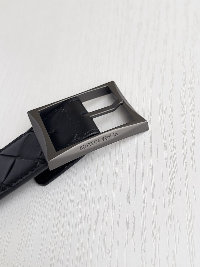NIGO Bottega Veneta Intrecciato Men's Solid Color Buckle Design Braided Cowhide Leather Belt #nigo77537