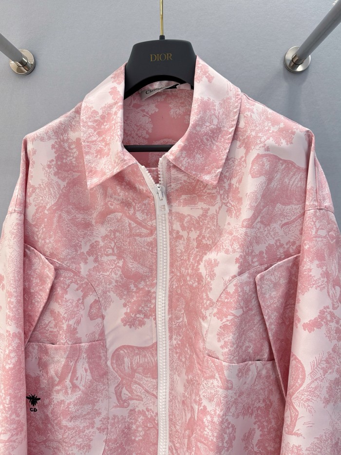 NIGO Dior Women's Spring/Autumn Pink Animal Print Zipper Long Sleeve Loose Jacket #nigo77547
