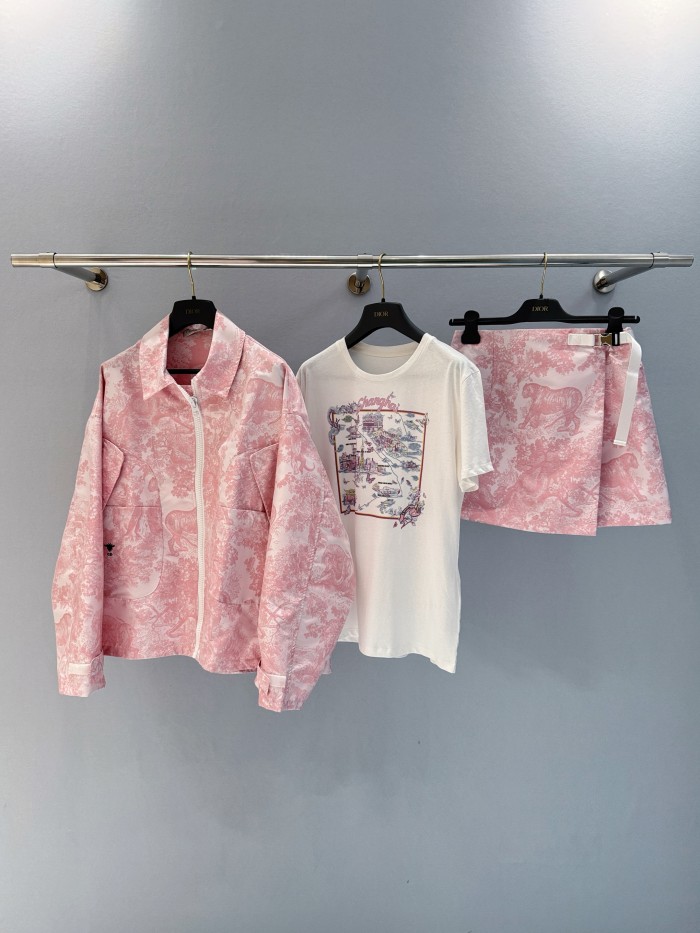 NIGO Dior Women's Spring/Autumn Pink Animal Print Zipper Long Sleeve Loose Jacket #nigo77547
