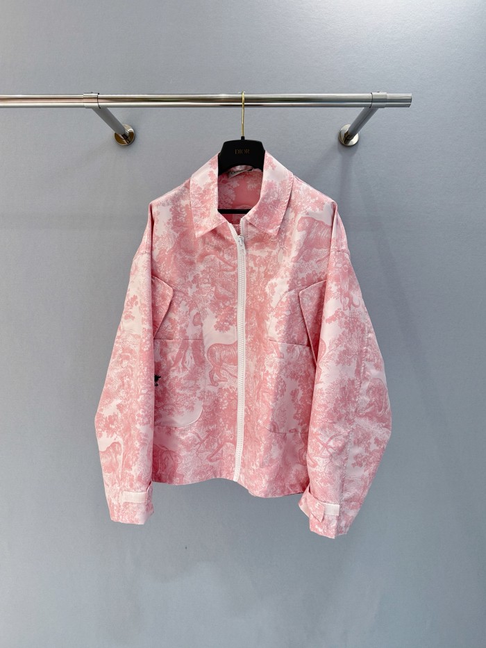 NIGO Dior Women's Spring/Autumn Pink Animal Print Zipper Long Sleeve Loose Jacket #nigo77547