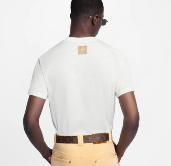NIGO Louis Vuitton Men's Summer Embroidered Letter Print Solid Color Round Neck Cotton Short Sleeve T-Shirt #nigo77562