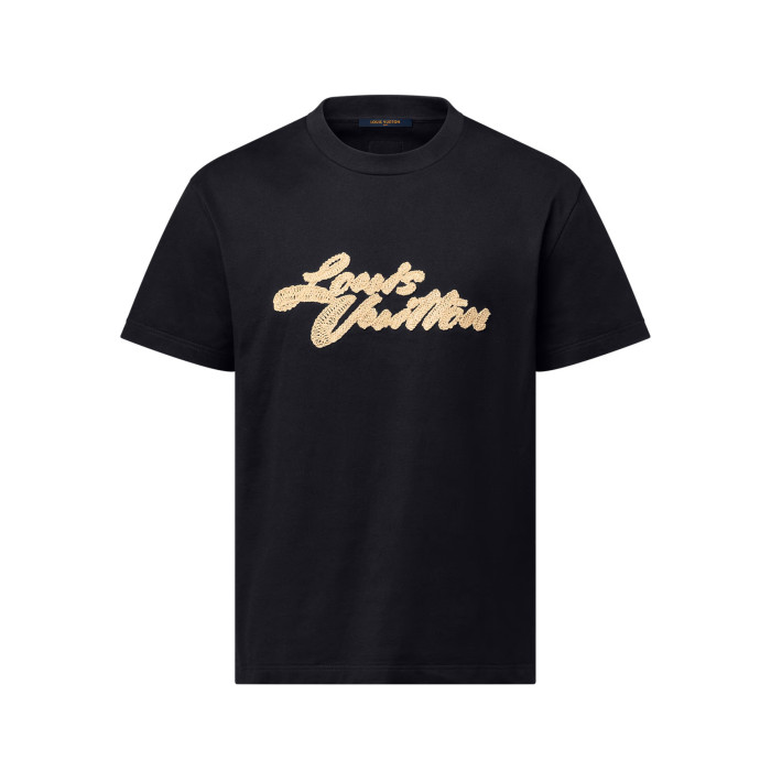 NIGO Louis Vuitton Men's Summer Embroidered Letter Print Solid Color Round Neck Cotton Short Sleeve T-Shirt #nigo77562
