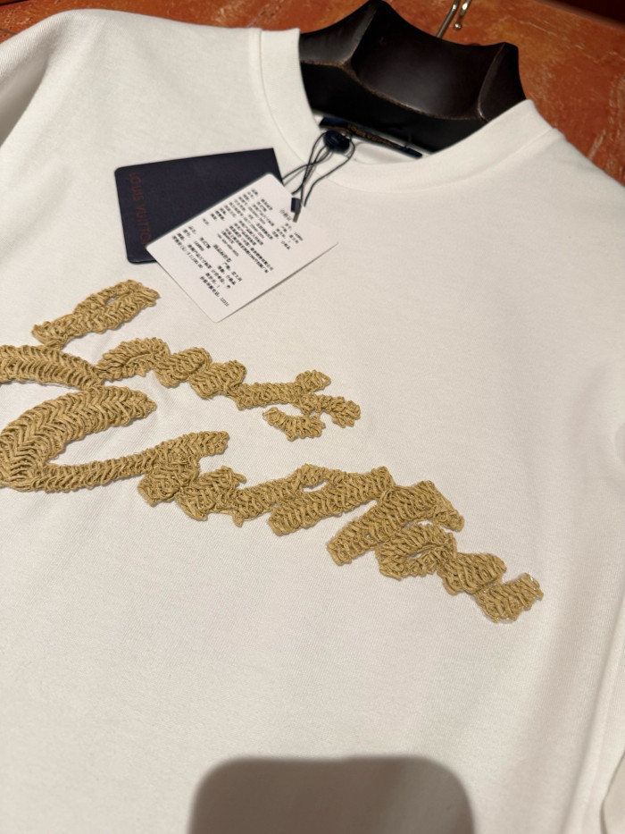 NIGO Louis Vuitton Men's Summer Embroidered Letter Print Solid Color Round Neck Cotton Short Sleeve T-Shirt #nigo77562