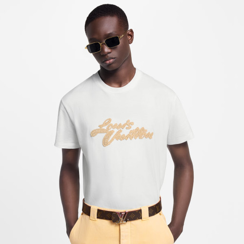 NIGO Louis Vuitton Men's Summer Embroidered Letter Print Solid Color Round Neck Cotton Short Sleeve T-Shirt #nigo77562