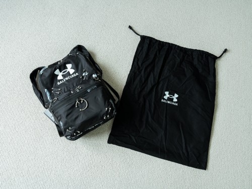 NIGO Balenciaga X Under Armour Men's Solid Colour Zipper Closure Nylon Fabric Silver Hardware Backpack Bag Bags #nigo77558
