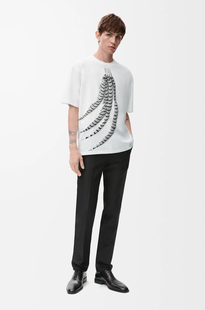 NIGO Loewe Men's Spring And Summer Feather Print Solid Color Cotton Loose Round Neck Short Sleeve T-Shirt Ngvp #nigo1852