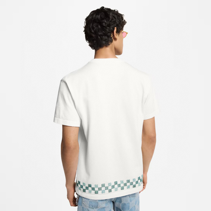 NIGO Louis Vuitton Men's Summer Embroidered Beaded Small Snake Pattern Solid Color Round Neck Short Sleeve T-Shirt #nigo77554