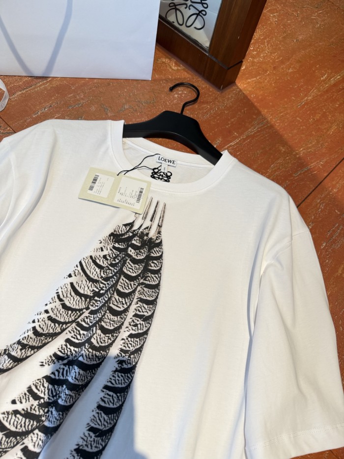 NIGO Loewe Men's Spring And Summer Feather Print Solid Color Cotton Loose Round Neck Short Sleeve T-Shirt Ngvp #nigo1852