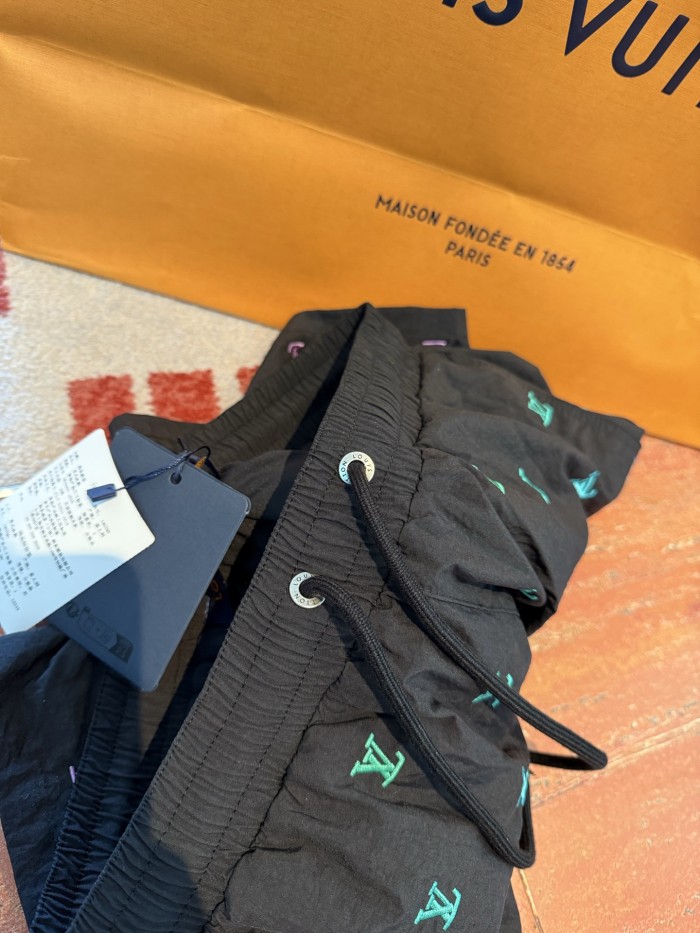 NIGO Louis Vuitton LV BLASON Men's Gradient Embroidered Logo Print Solid Color Drawstring Beach Shorts #nigo77563