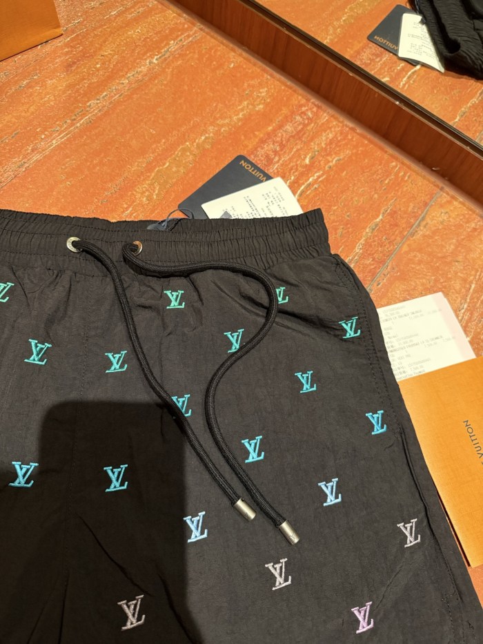NIGO Louis Vuitton LV BLASON Men's Gradient Embroidered Logo Print Solid Color Drawstring Beach Shorts #nigo77563