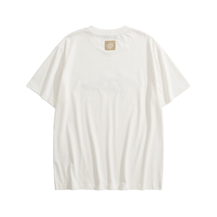 NIGO Louis Vuitton Men's Summer Embroidered Letter Print Solid Color Round Neck Cotton Short Sleeve T-Shirt #nigo77562