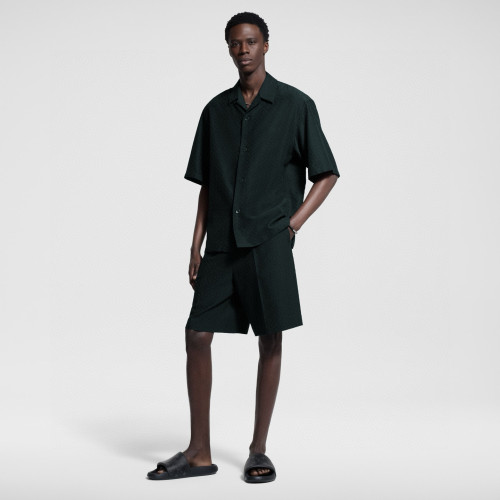 NIGO Louis Vuitton Men's Summer Solid Color Embroidered Full Print Silk Blend Single Breasted V-neck Short Sleeved Shirt #nigo77565