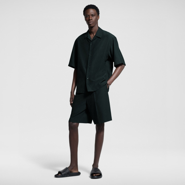 NIGO Louis Vuitton Men's Summer Solid Color Embroidered Full Print Silk Blend Single Breasted V-neck Short Sleeved Shirt #nigo77565