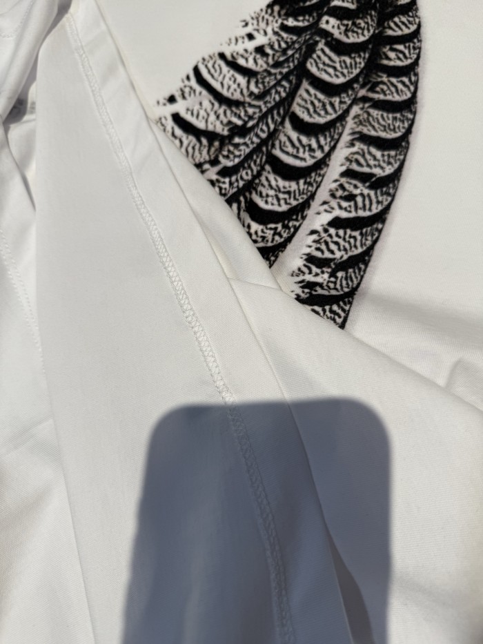 NIGO Loewe Men's Spring And Summer Feather Print Solid Color Cotton Loose Round Neck Short Sleeve T-Shirt Ngvp #nigo1852