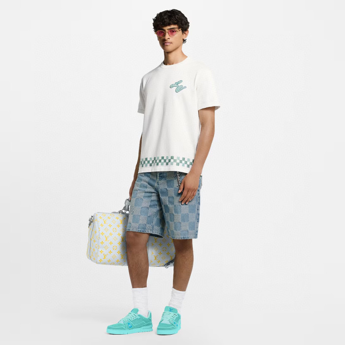 NIGO Louis Vuitton Men's Summer Embroidered Beaded Small Snake Pattern Solid Color Round Neck Short Sleeve T-Shirt #nigo77554