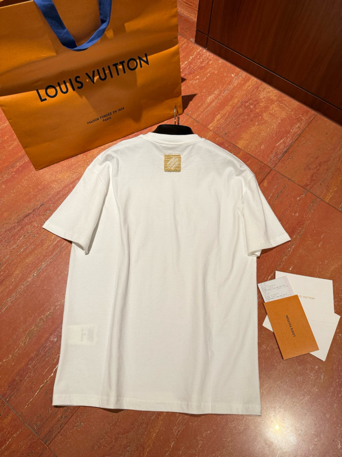 NIGO Louis Vuitton Men's Summer Embroidered Letter Print Solid Color Round Neck Cotton Short Sleeve T-Shirt #nigo77562