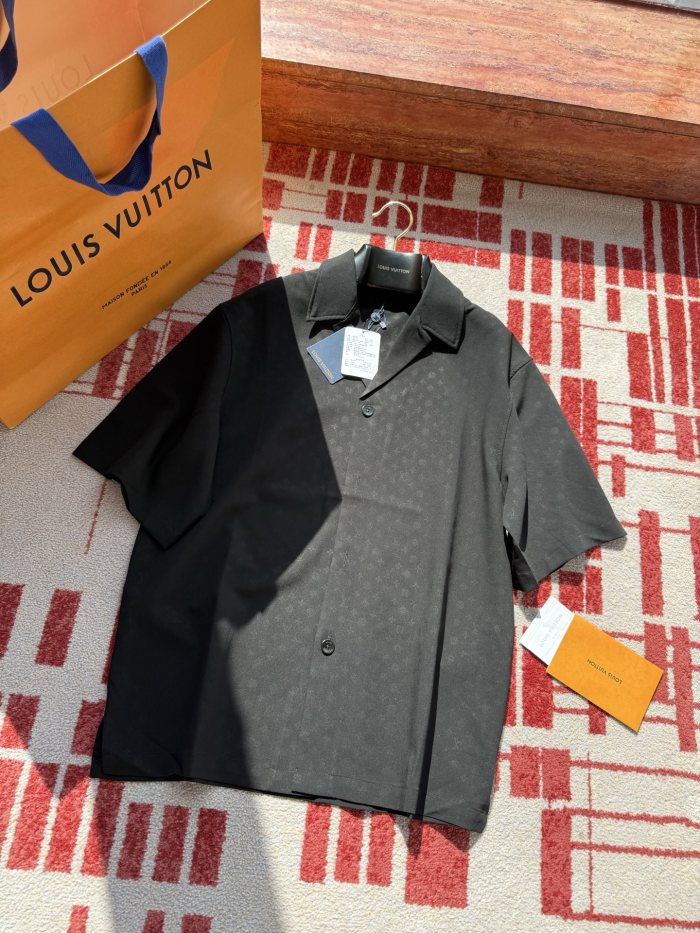 NIGO Louis Vuitton Men's Summer Solid Color Embroidered Full Print Silk Blend Single Breasted V-neck Short Sleeved Shirt #nigo77565