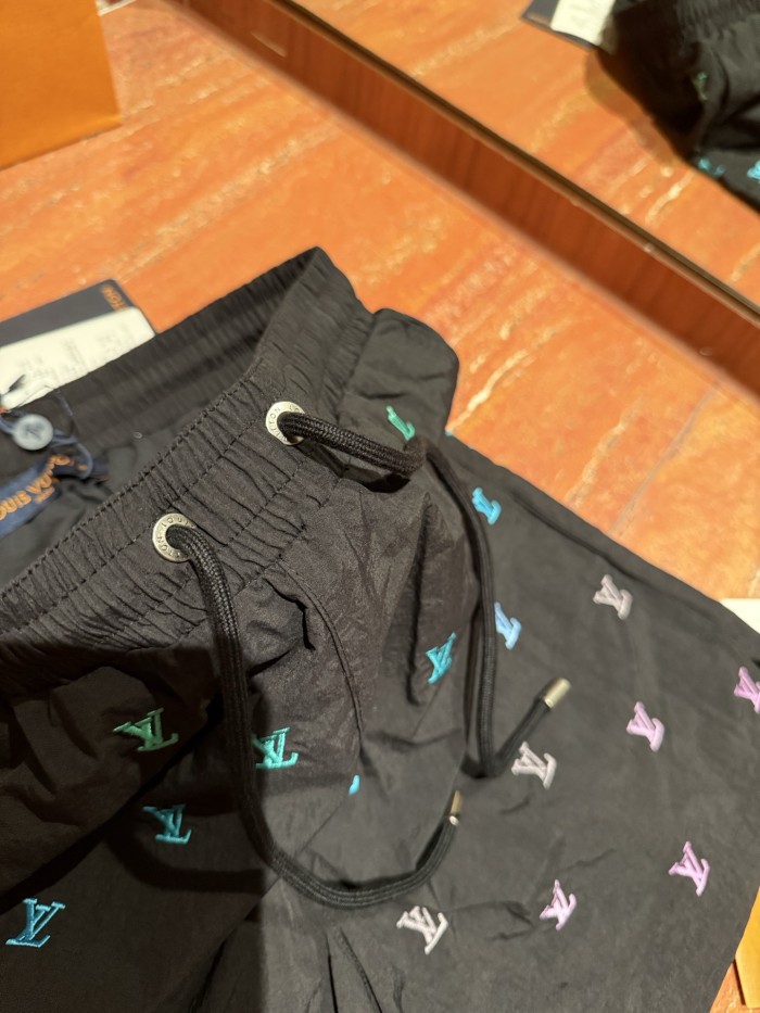 NIGO Louis Vuitton LV BLASON Men's Gradient Embroidered Logo Print Solid Color Drawstring Beach Shorts #nigo77563
