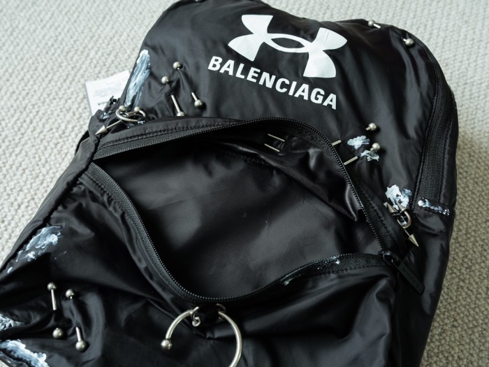 NIGO Balenciaga X Under Armour Men's Solid Colour Zipper Closure Nylon Fabric Silver Hardware Backpack Bag Bags #nigo77558