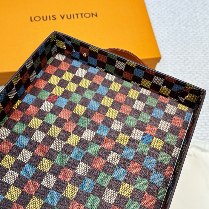 NIGO Louis Vuitton LV Vers Damier Colorful Checkered Alphabet Printed Leather Home Decoration Tabletop Tray Accessories #nigo77582