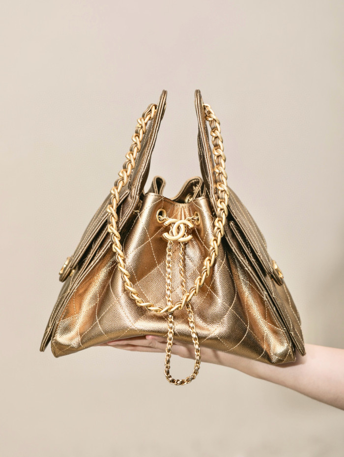 NIGO Chanel Women's Classic Double C Logo Solid Color Cowhide & Leather Tote Shoulder Bag Bags #nigo77572
