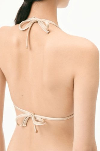 NIGO Chanel Women's Summer Solid Color Rhinestone Elastic Halter Neck Thin Strap Swimsuit Bikini Suit Set #nigo77571