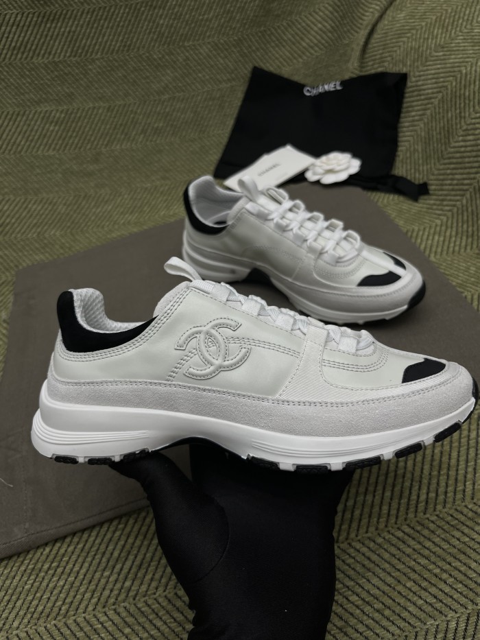 NIGO Chanel Women's Solid Color Round Toe Leather Low Top Lace-Up Sneakers Shoes #nigo77579