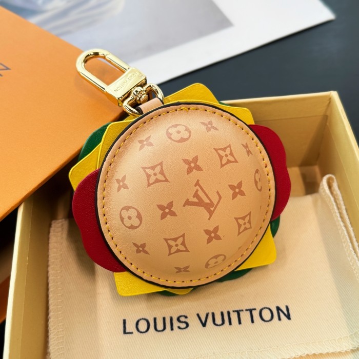 NIGO Louis Vuitton Letter-printed Leather Hamburger-shaped Earphone Bag Bags Charm #nigo77581