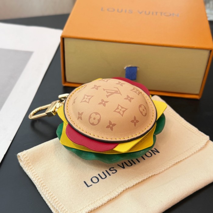 NIGO Louis Vuitton Letter-printed Leather Hamburger-shaped Earphone Bag Bags Charm #nigo77581