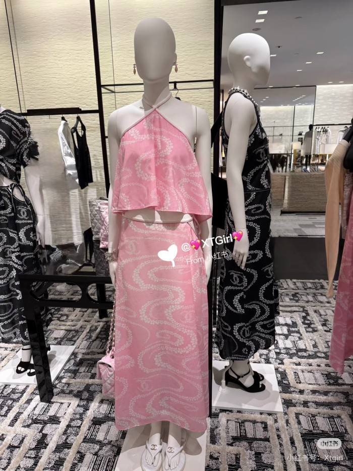 NIGO Chanel Women's Summer Solid Color Pattern Printed Cotton Battle Casual Long Skirt #nigo77584