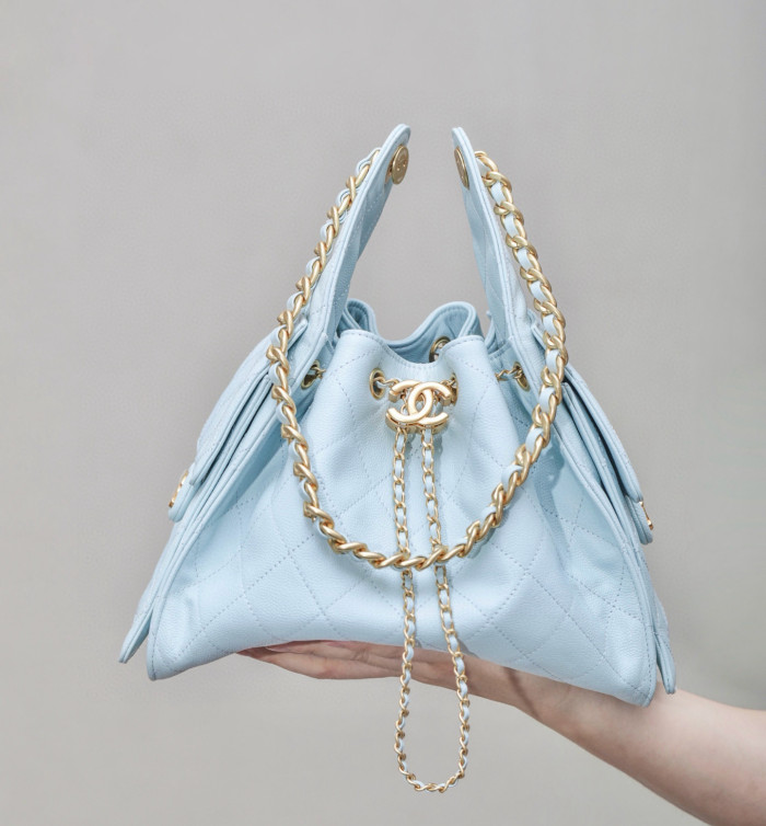 NIGO Chanel Women's Classic Double C Logo Solid Color Cowhide & Leather Tote Shoulder Bag Bags #nigo77572