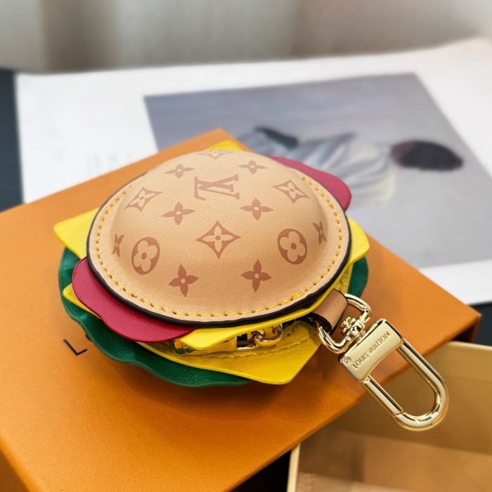 NIGO Louis Vuitton Letter-printed Leather Hamburger-shaped Earphone Bag Bags Charm #nigo77581