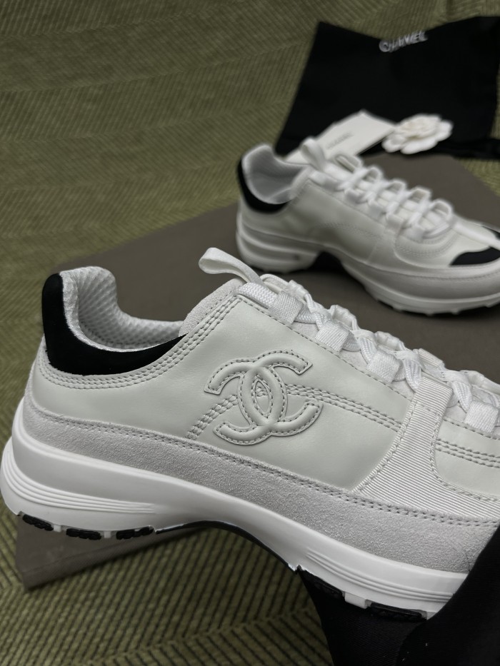 NIGO Chanel Women's Solid Color Round Toe Leather Low Top Lace-Up Sneakers Shoes #nigo77579