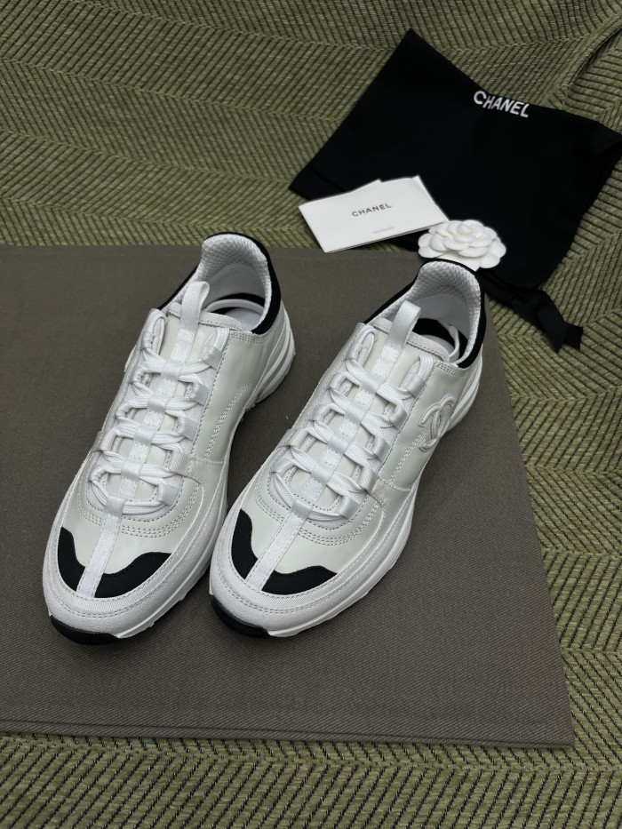 NIGO Chanel Women's Solid Color Round Toe Leather Low Top Lace-Up Sneakers Shoes #nigo77579