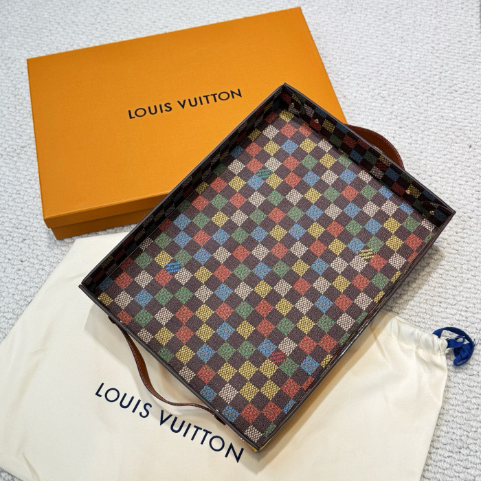 NIGO Louis Vuitton LV Vers Damier Colorful Checkered Alphabet Printed Leather Home Decoration Tabletop Tray Accessories #nigo77582