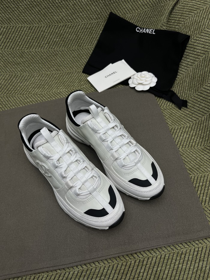 NIGO Chanel Women's Solid Color Round Toe Leather Low Top Lace-Up Sneakers Shoes #nigo77579