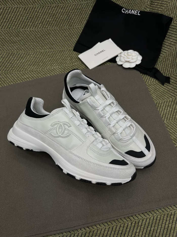 NIGO Chanel Women's Solid Color Round Toe Leather Low Top Lace-Up Sneakers Shoes #nigo77579