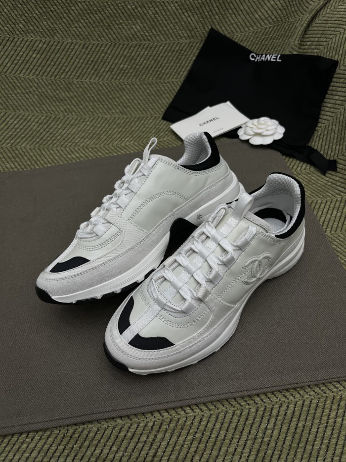 NIGO Chanel Women's Solid Color Round Toe Leather Low Top Lace-Up Sneakers Shoes #nigo77579